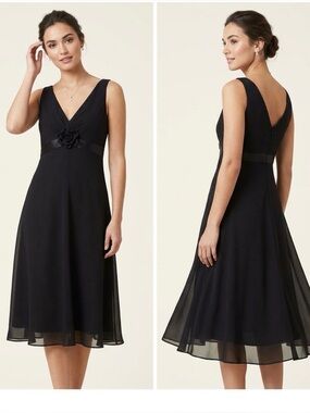 Jones New York Chiffon Prom Dress size 4 Flower Party Cocktails evening black